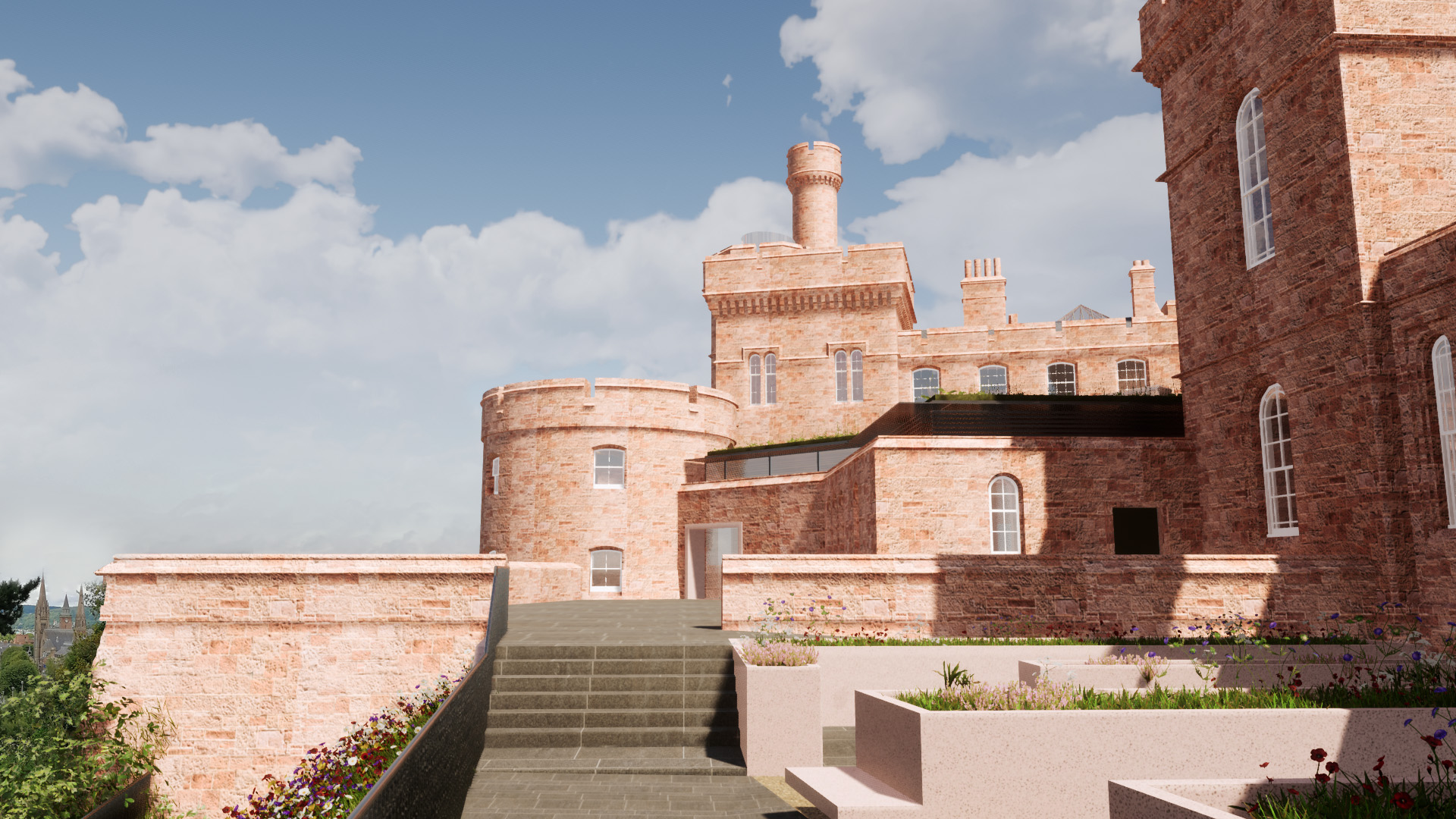 Artist impression of exterior view of Inverness Castle