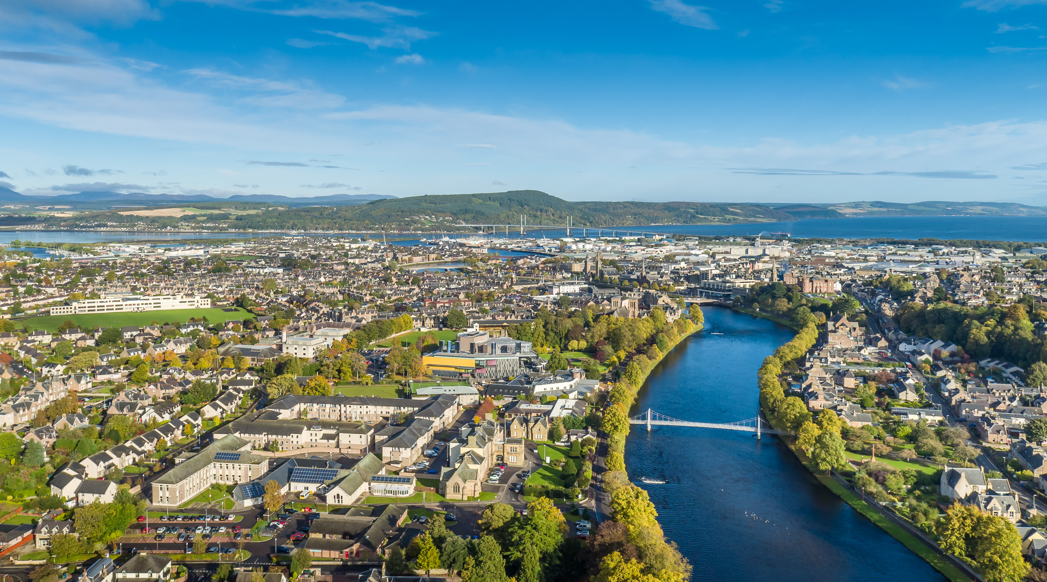 Inverness City with Castle view and beyond