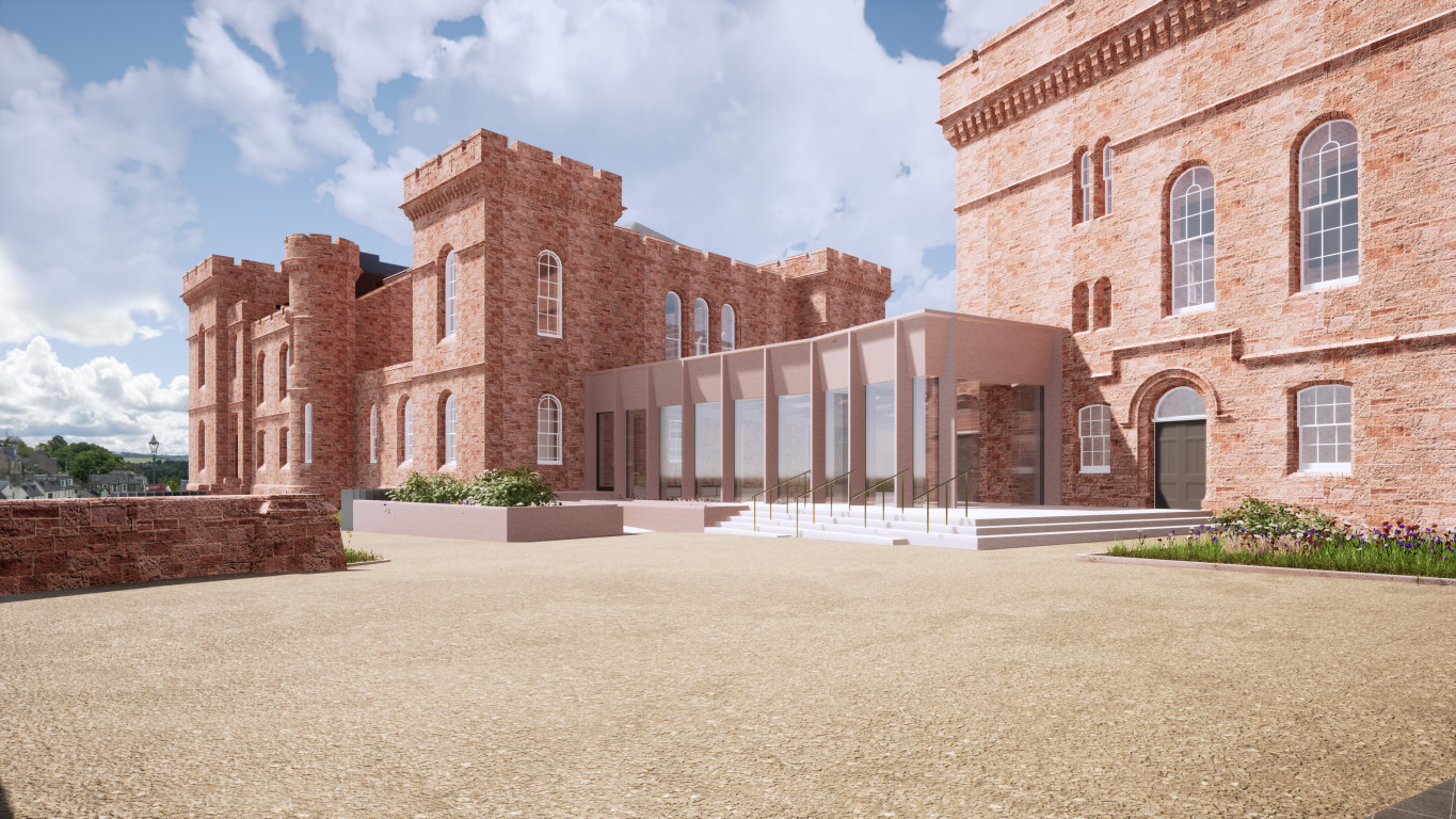 
    Artist impression of exterior view of Inverness Castle (Credit: LDN Architects)
    