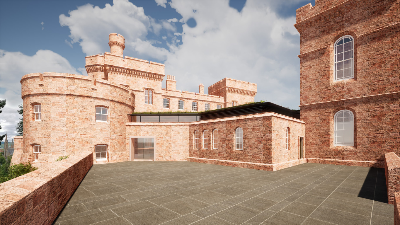 
    Artist impression of exterior view of Inverness Castle (Credit: LDN Architects)
    