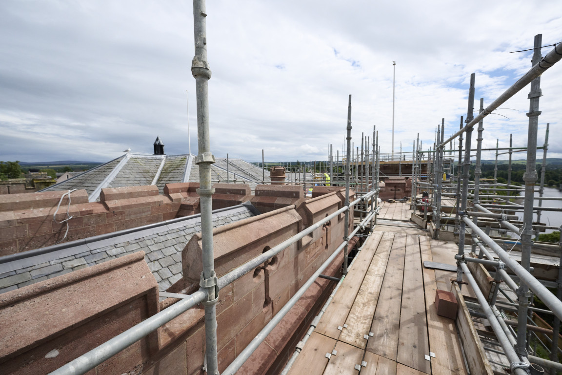 
    Roofwork underway in the southern part of the building
    